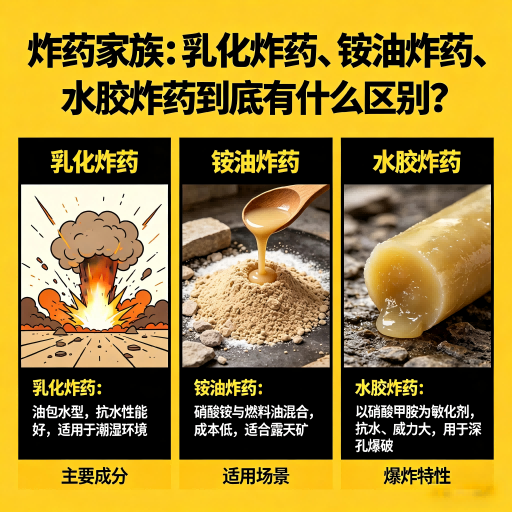七叉镇炸药家族：乳化炸药、铵油炸药、水胶炸药到底有什么区别？